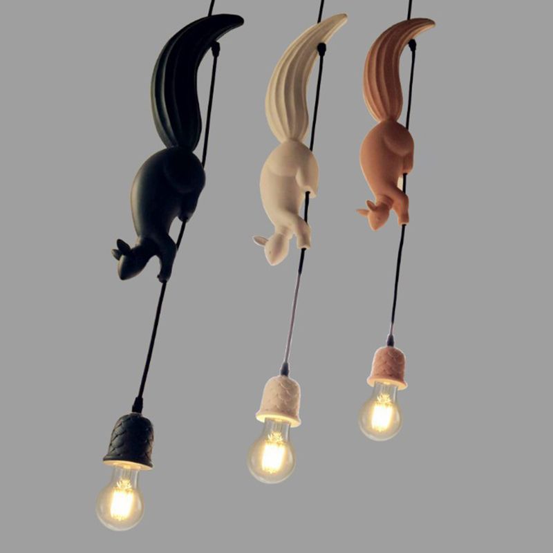 Jamolile Pendant Light Squirrel/Pinecone Modern, Resin, Restaurant