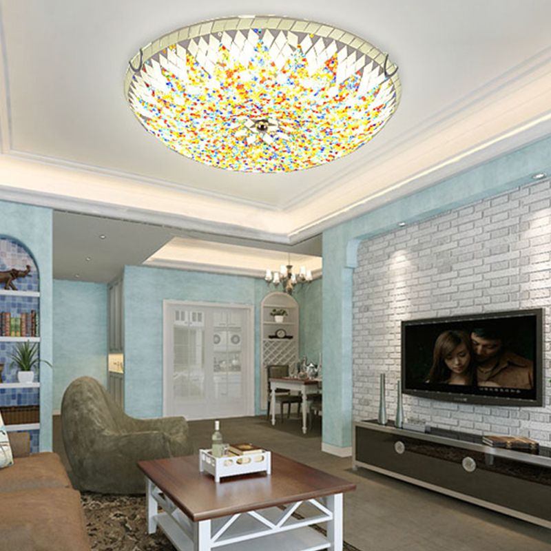 Dimoler Modern Mediterranean Glass Flush Mount Ceiling Light Blue/Yellow/White