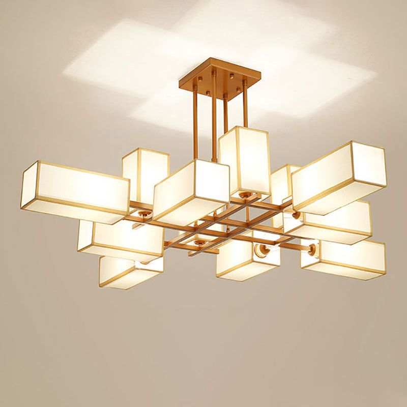 Peligud Pendant Light Square Retro, Metal/Fabric, Black/Gold, Living Room