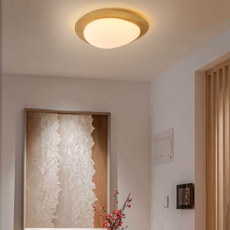 Wotigek Flush Mount Ceiling Light Modern, Metal, Walnut/Natural
