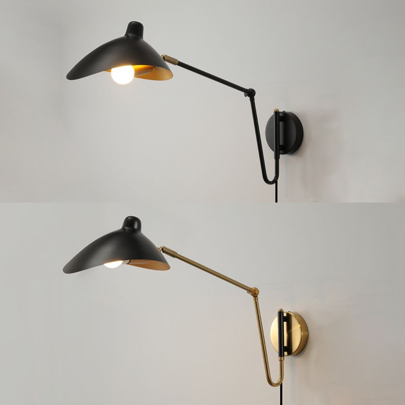 Faturor Industrial Swing Arm Vanity Wall Lamp, Black/Gold