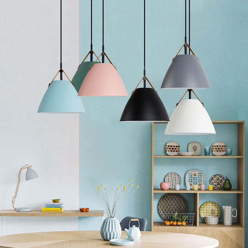 Gesituk Modern Frisbee Shaped Metal Pendant Light, Black/White