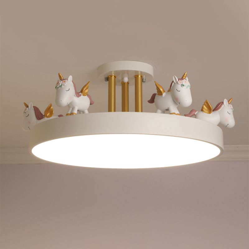 Pakemude Modern Round Unicorn Semi-Flush Mount Ceiling Light