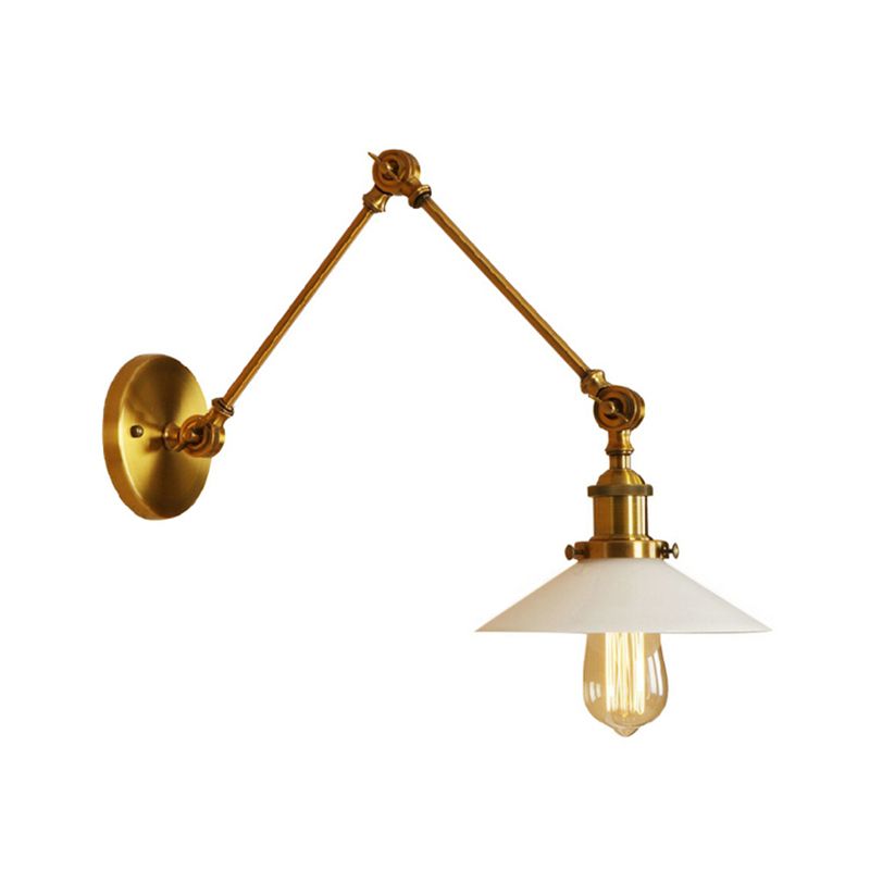 Zikalat Wall Lamp Retro Saucer Lampshade Metal Adjustable 2 Color, Bedroom