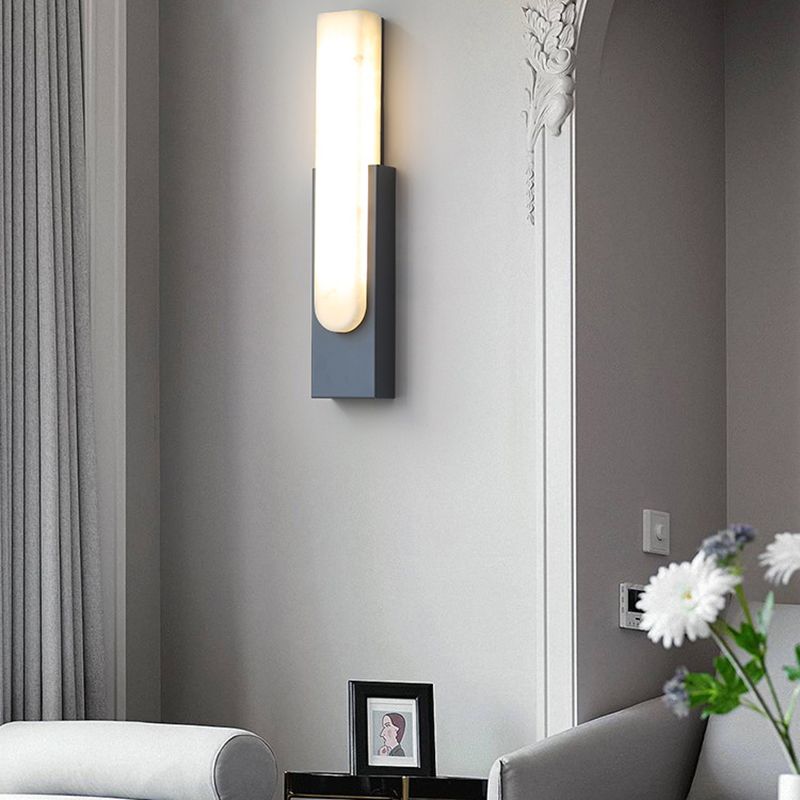 Bopuget Modern Rectangular Stone Metal Wall Lamp