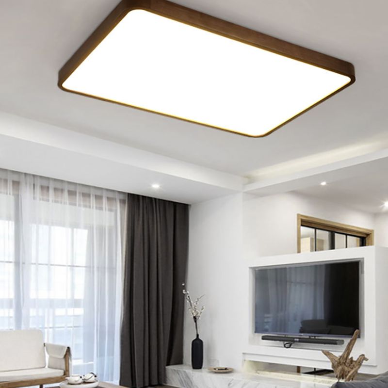 Fomalan Modern Geometric Walnut LED Flush Mount Ceiling Light