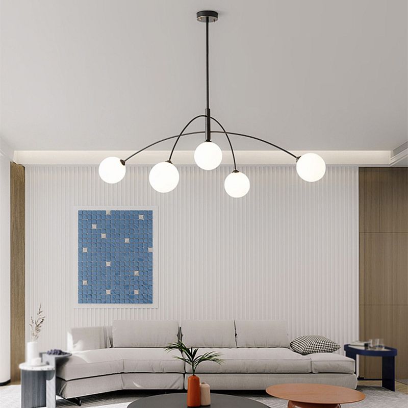 Bekaval Pendant Light Globe Modern, Metal/Glass, Black/Gold, Bedroom