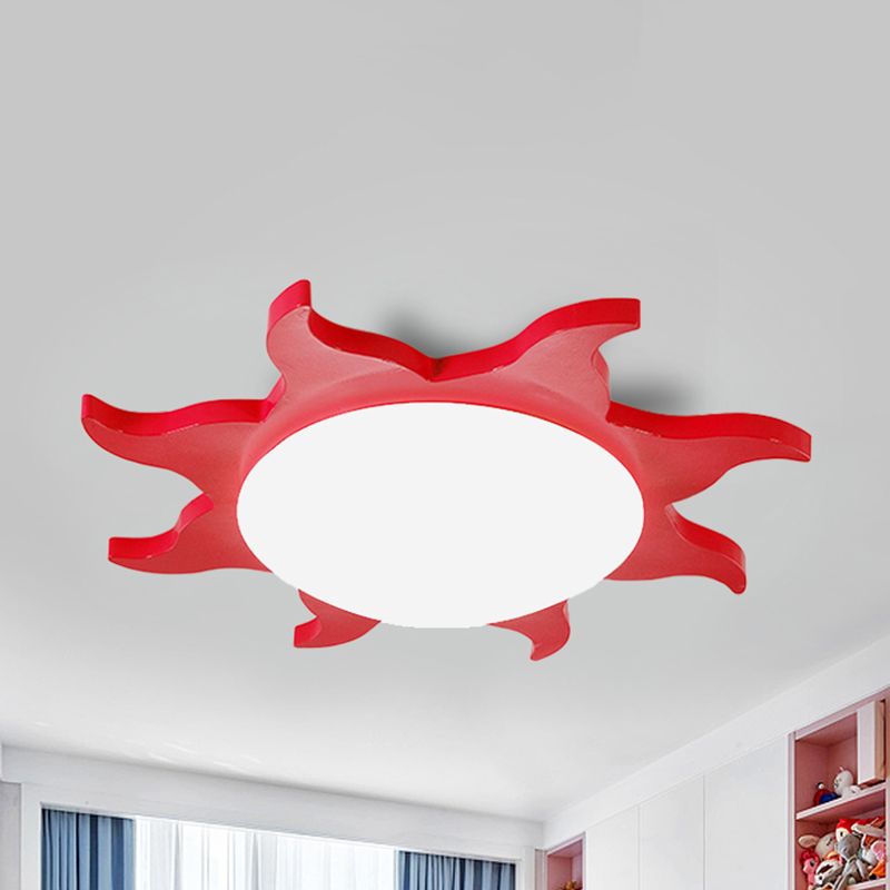 Hedatom Modern Sun Round Flush Mount Ceiling Light, Red/Yellow/Blue/Green, Bedroom