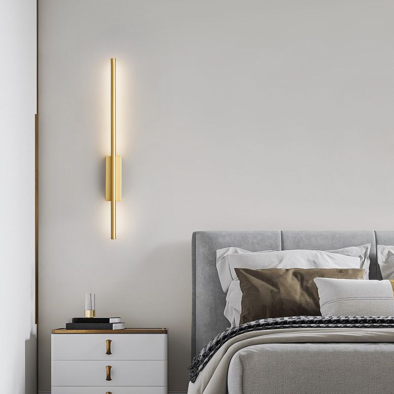 Wegader Modern Linear Metal& Bedroom Wall Lamp, Black/Brass