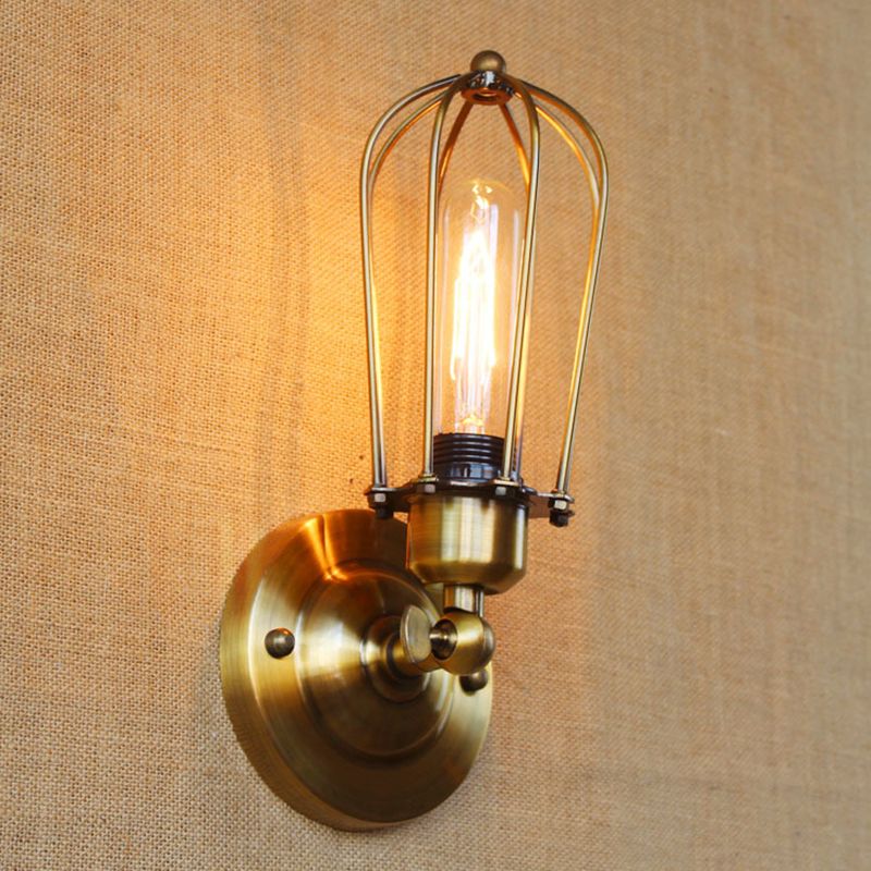 Bovevin Vintage Iron Wall Lamp, Black/Rust/Bronze/Gold/Silver