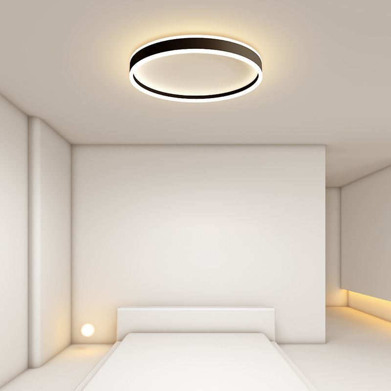 Vapevud Modern Round Led Metal Flush Mount Ceiling Light, White/Black