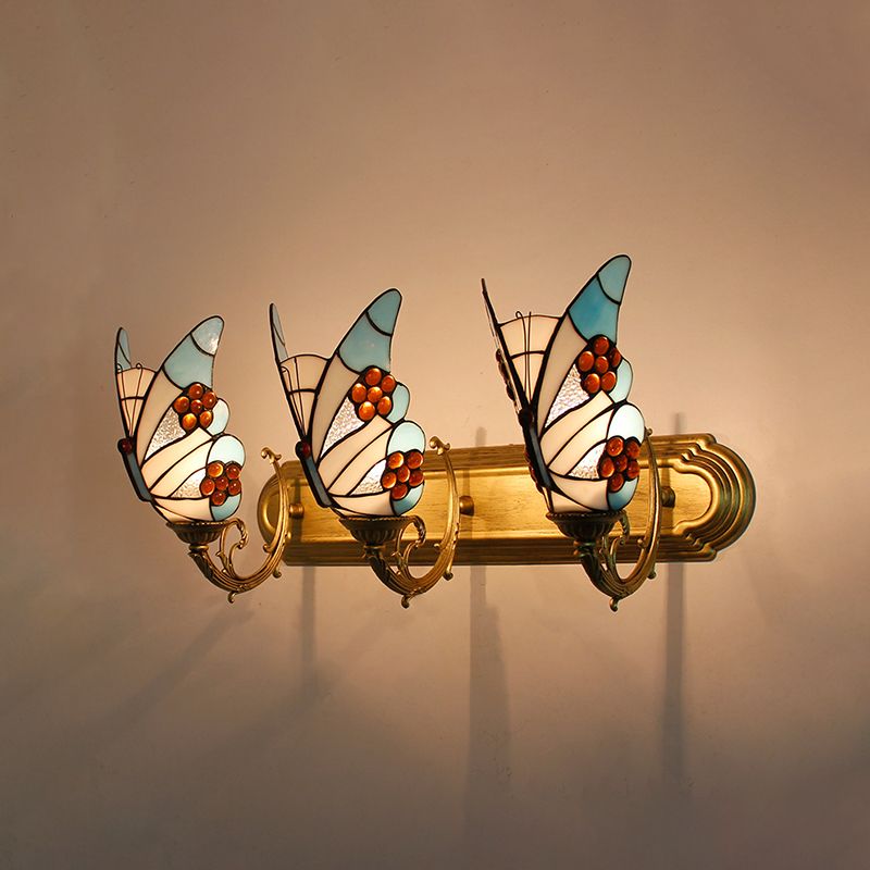 Josuket Artistic Butterfly Metal/Glass Lamps Wall, Red/Blue/Multi-Color/Light Blue