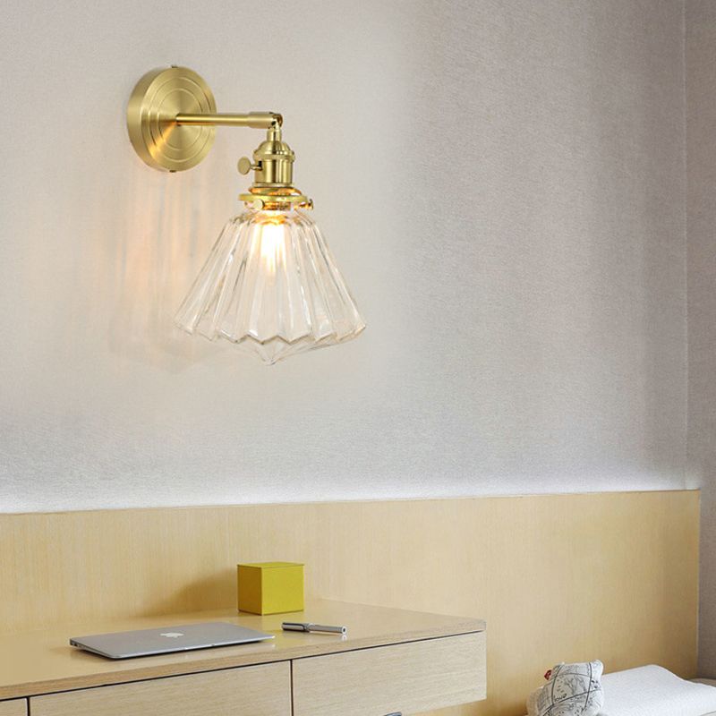 Disobuk Luxury Globe/Flower Glass Vanity Wall Lamp, Gold, Bedroom