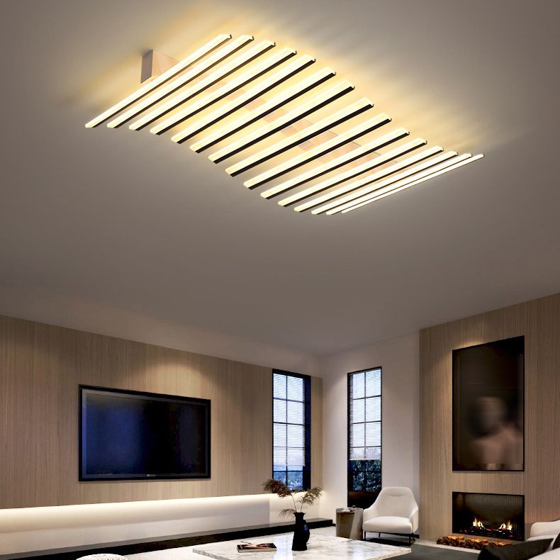 Tegomes Flush Mount Ceiling Light Linear Modern,Wave Black, Living Room