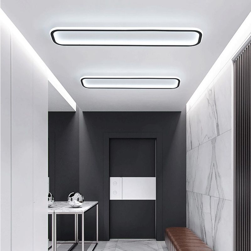 Zanumor Minimalist Flush Mount Black Frame Rectangular Ceiling Light