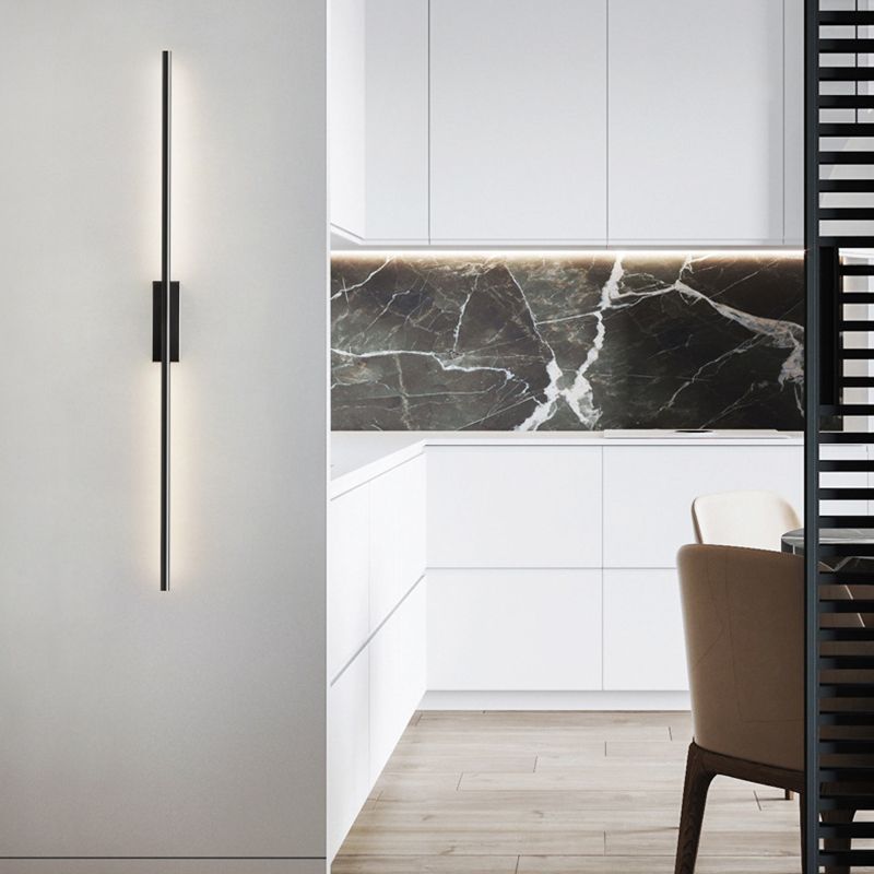 Wegader Modern Linear Metal& Bedroom Wall Lamp, Black/Brass