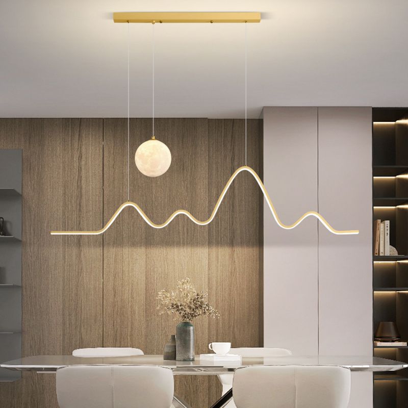 Gokanar Minimalist Wavy Metal Pendant Light, Black/White/Gold