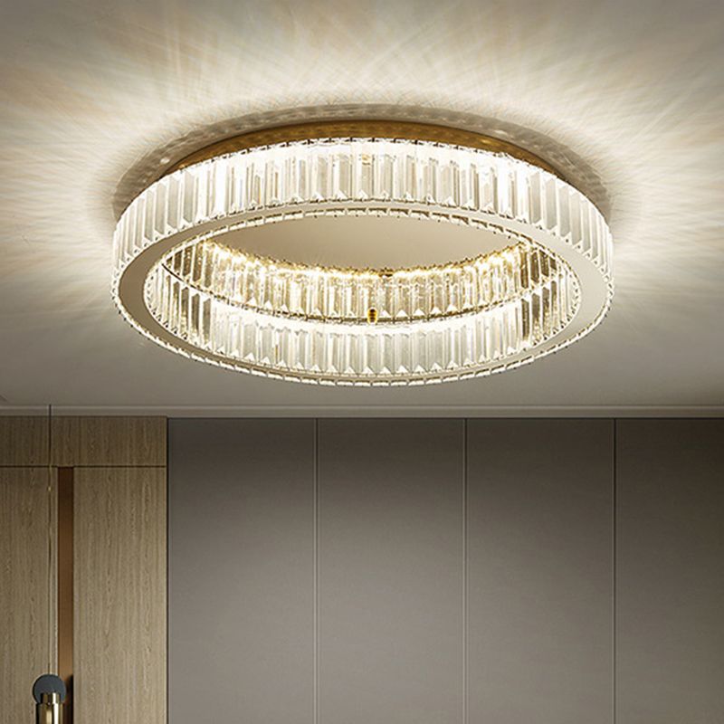 Saledud Modern Art Deco Circular Crystal Flush Mount Ceiling Light Gold