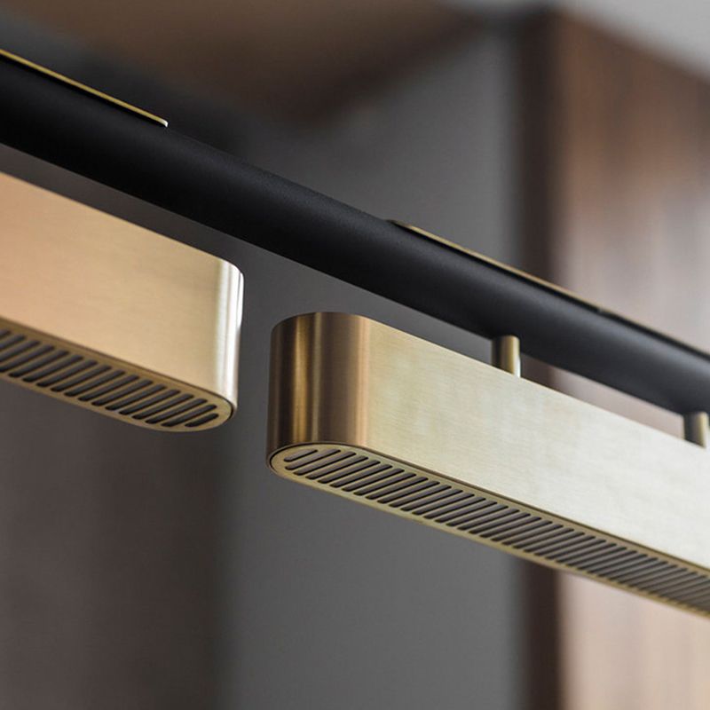 Bevakit Pendant Light Rectangular Modern, Metal, Black/Brass, Office