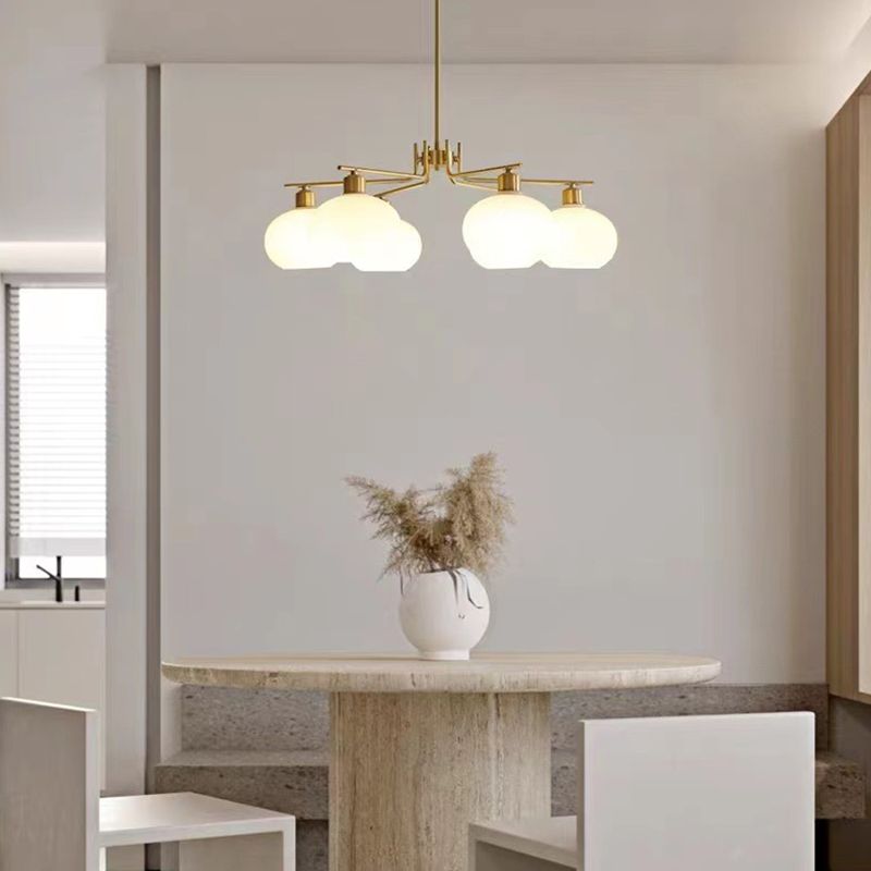 Netodan Pendant Light Semi-Circular Modern, Metal/Glass, Gold/Nickel, Dining Room