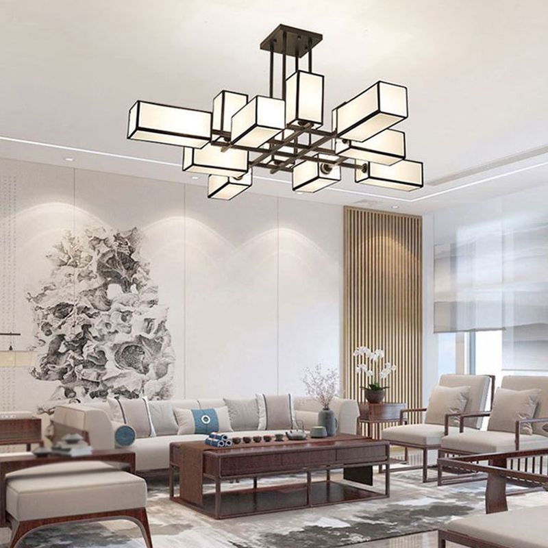 Peligud Pendant Light Square Retro, Metal/Fabric, Black/Gold, Living Room