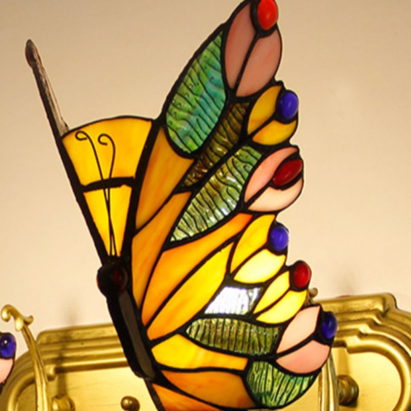 Josuket Artistic Butterfly Metal/Glass Lamps Wall, Red/Blue/Multi-Color/Light Blue