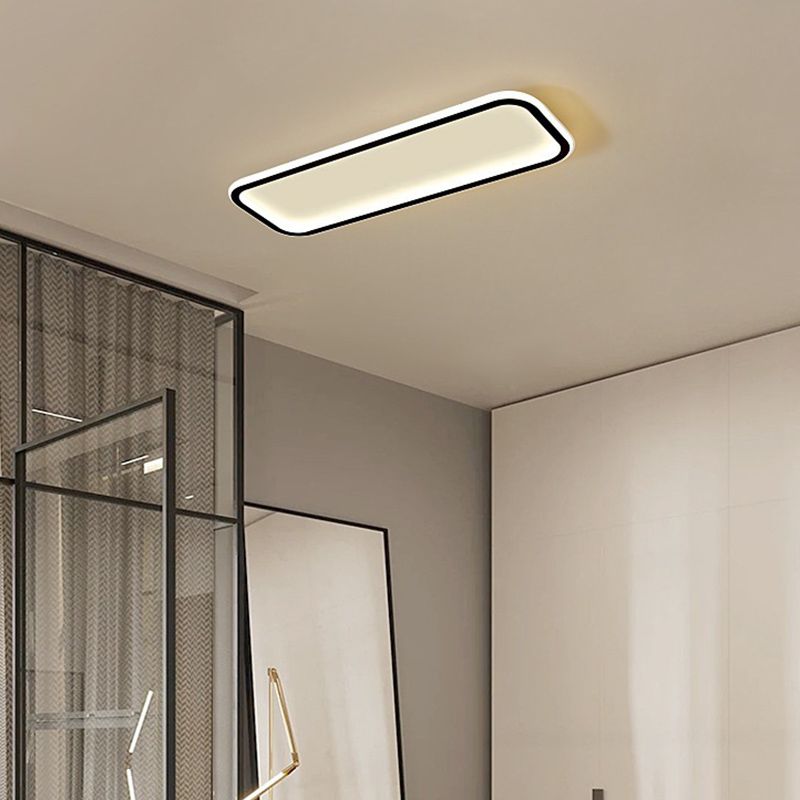 Zanumor Minimalist Flush Mount Black Frame Rectangular Ceiling Light