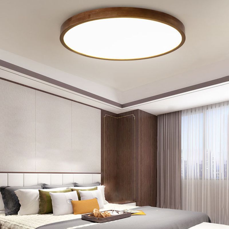Fomalan Modern Geometric Walnut LED Flush Mount Ceiling Light