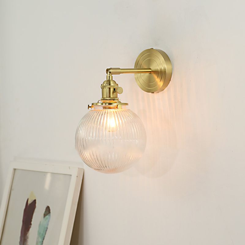 Disobuk Luxury Globe/Flower Glass Vanity Wall Lamp, Gold, Bedroom