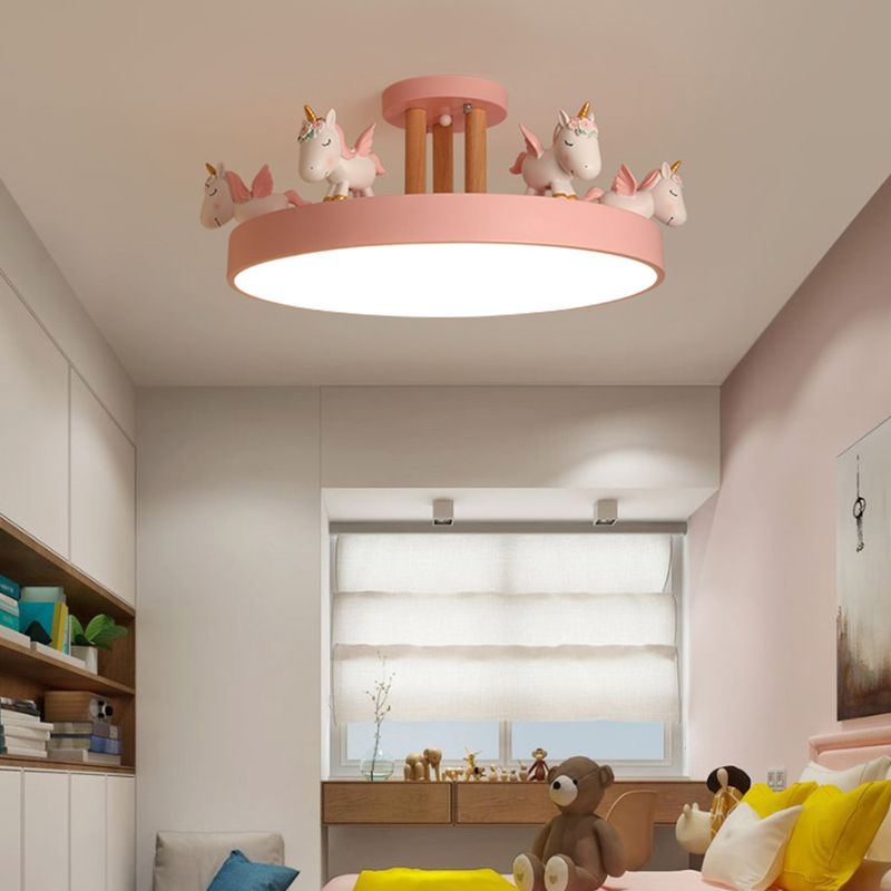 Pakemude Modern Round Unicorn Semi-Flush Mount Ceiling Light