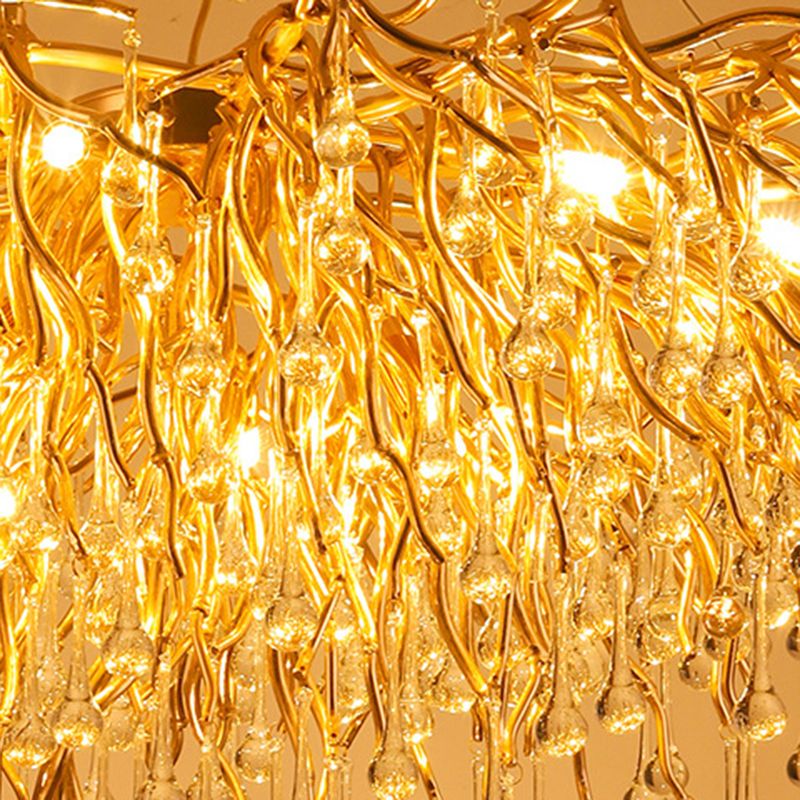Guveget Pendant Light Tassel Luxury, Metal/Crystal, Gold, Bedroom