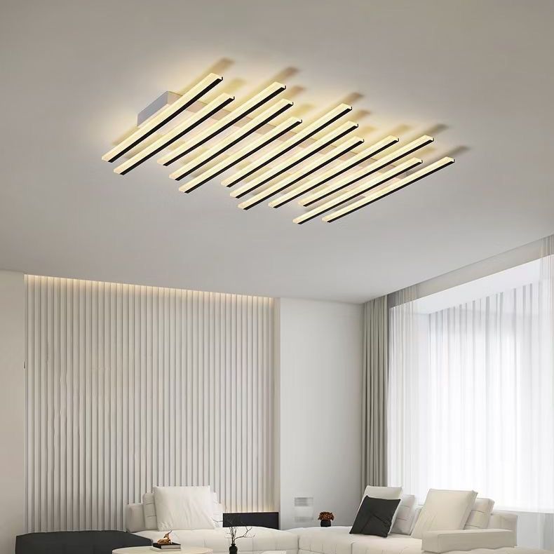 Tegomes Flush Mount Ceiling Light Linear Modern,Wave Black, Living Room