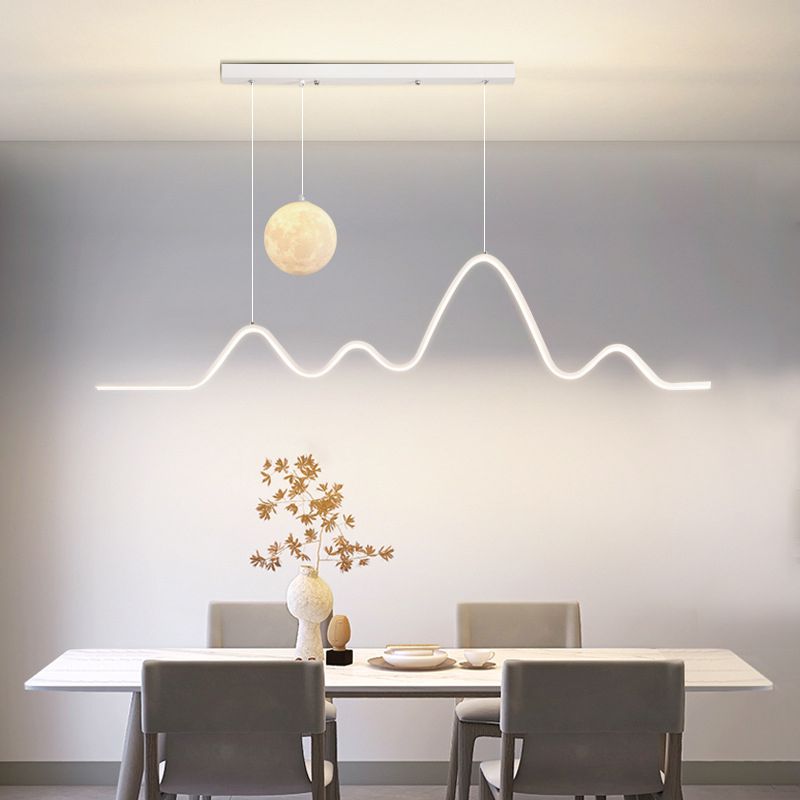 Gokanar Minimalist Wavy Metal Pendant Light, Black/White/Gold