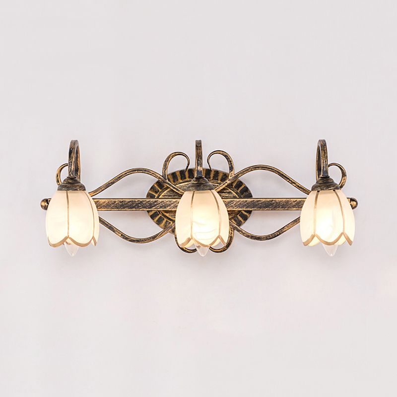 Falugok Antique Brass Flower Mirror Front Vanity Wall Lamp