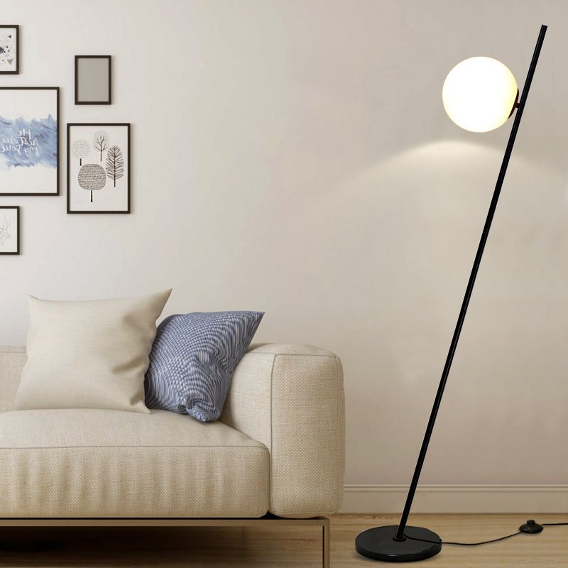 Wokanut Minimalistic Black Orb Linear Floor Lamp, Living room