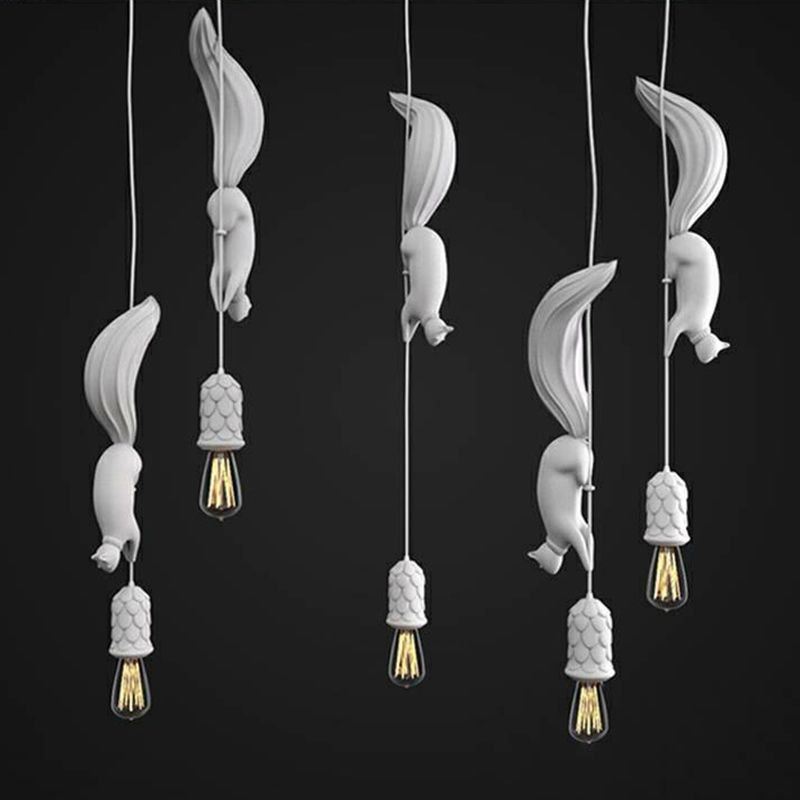 Jamolile Pendant Light Squirrel/Pinecone Modern, Resin, Restaurant