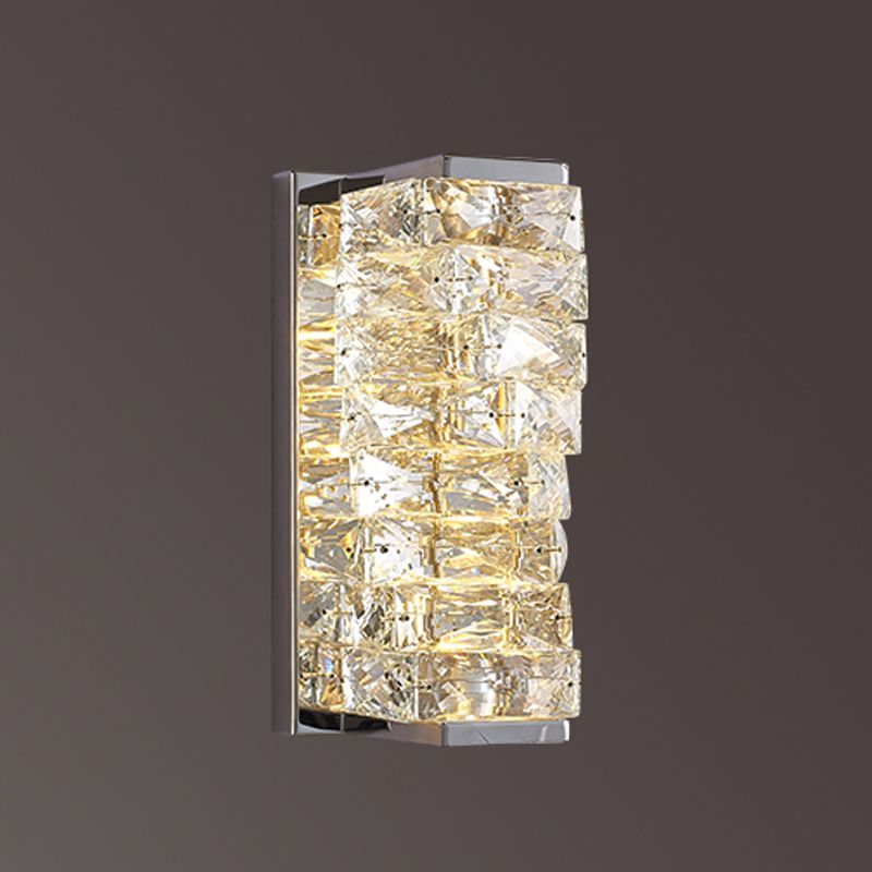 Babegot Modern Rectangular Vanity Metal Crystal LED Wall Lamp
