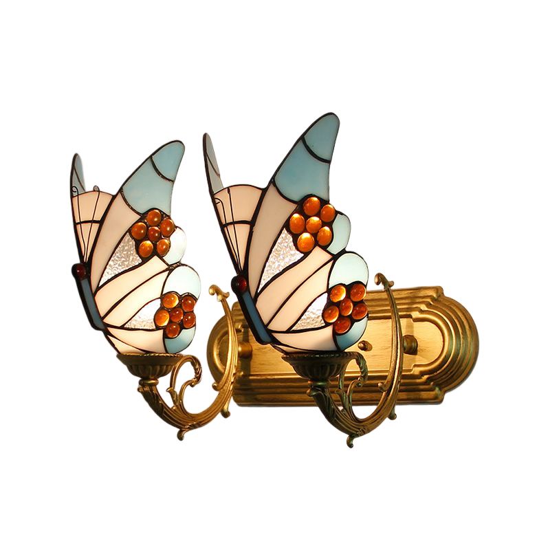 Josuket Artistic Butterfly Metal/Glass Lamps Wall, Red/Blue/Multi-Color/Light Blue
