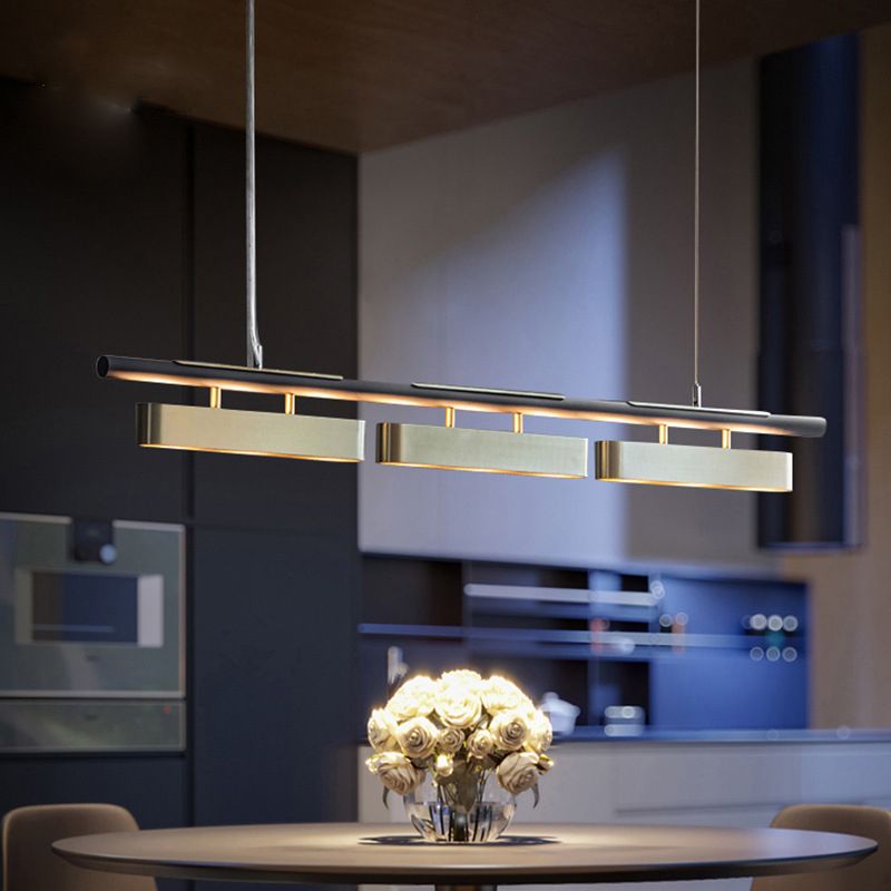 Bevakit Pendant Light Rectangular Modern, Metal, Black/Brass, Office