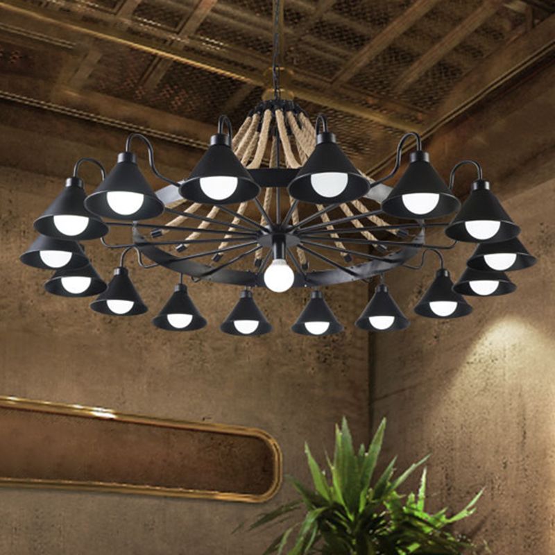 Jopabek Vintage Industrial Rope Chandelier Living Room