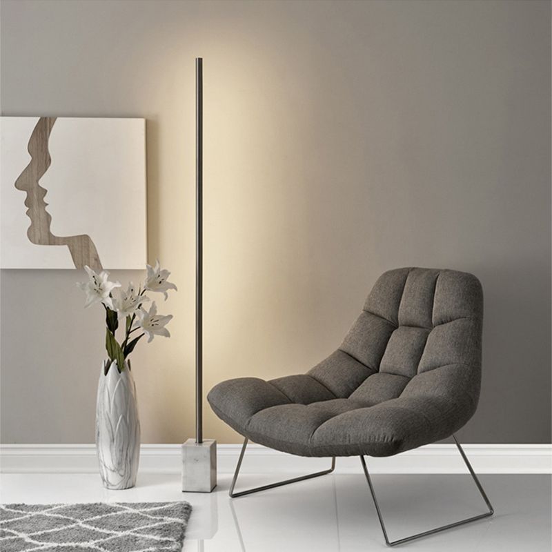 Jupetar Minimalist Linear Floor Lamp, Black/Gold, Metal/Marble
