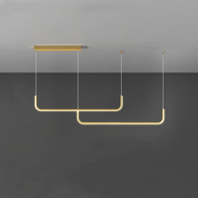 Sorev Modern Linear Pendant Light Double Frame, Black/Gold-Neutral Decor