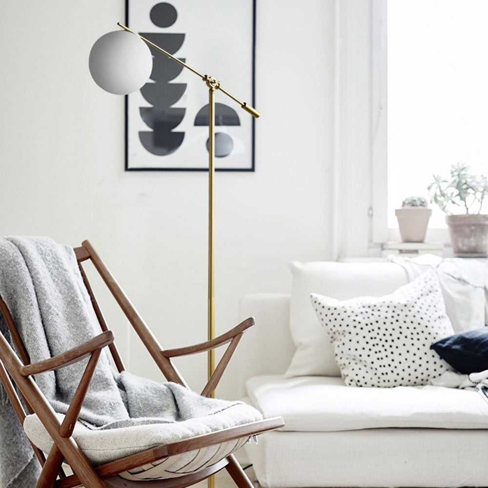 Sakomus Arc Floor Lamp, Frosted Glass & Metal