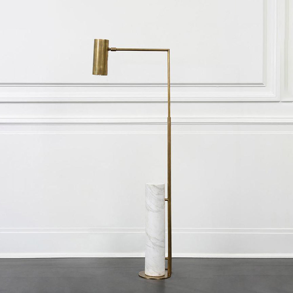 Melagus Minimalistic Gold Floor Lamp, Metal & Marble, Living room