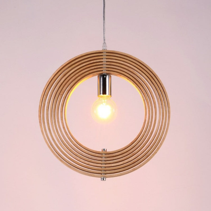 Rovukak Japanese LED Pendant Light Black/Gold Wood Bedroom/Bar