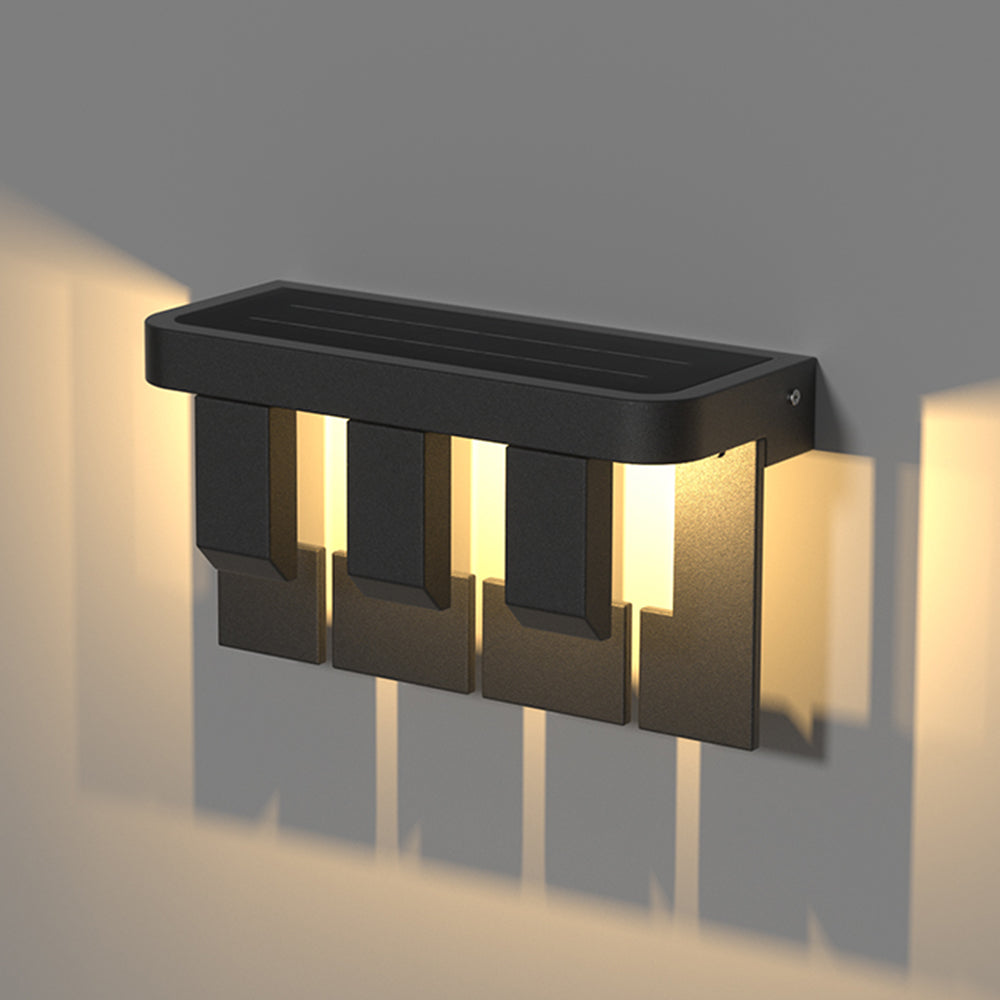 Sidilek Modern Minimallist Metal Solar Outdoor Garden/Yard Wall Lamp, Black