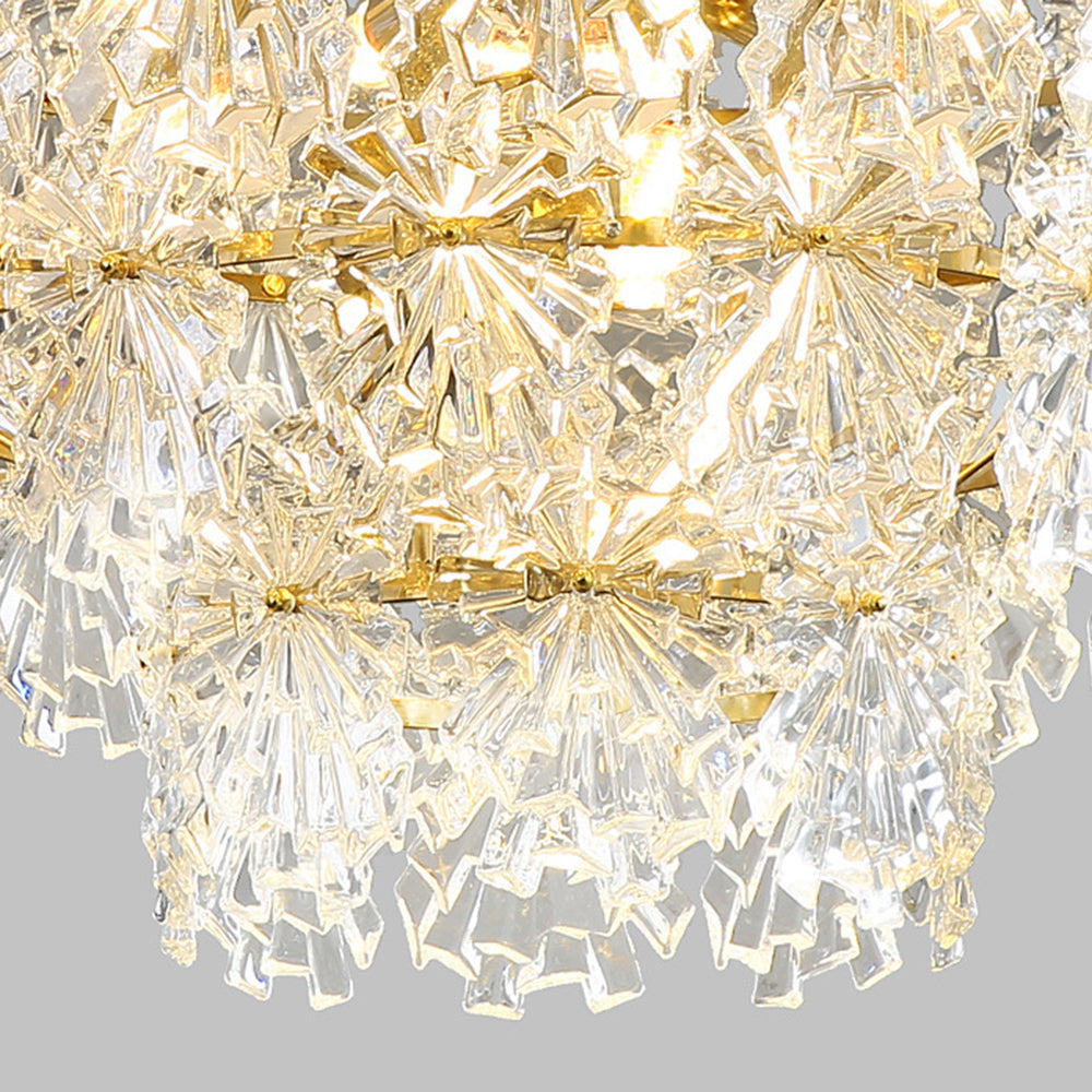 Fanimur Elegant Gold Pendant Light 3 Rings, Metal/Glass