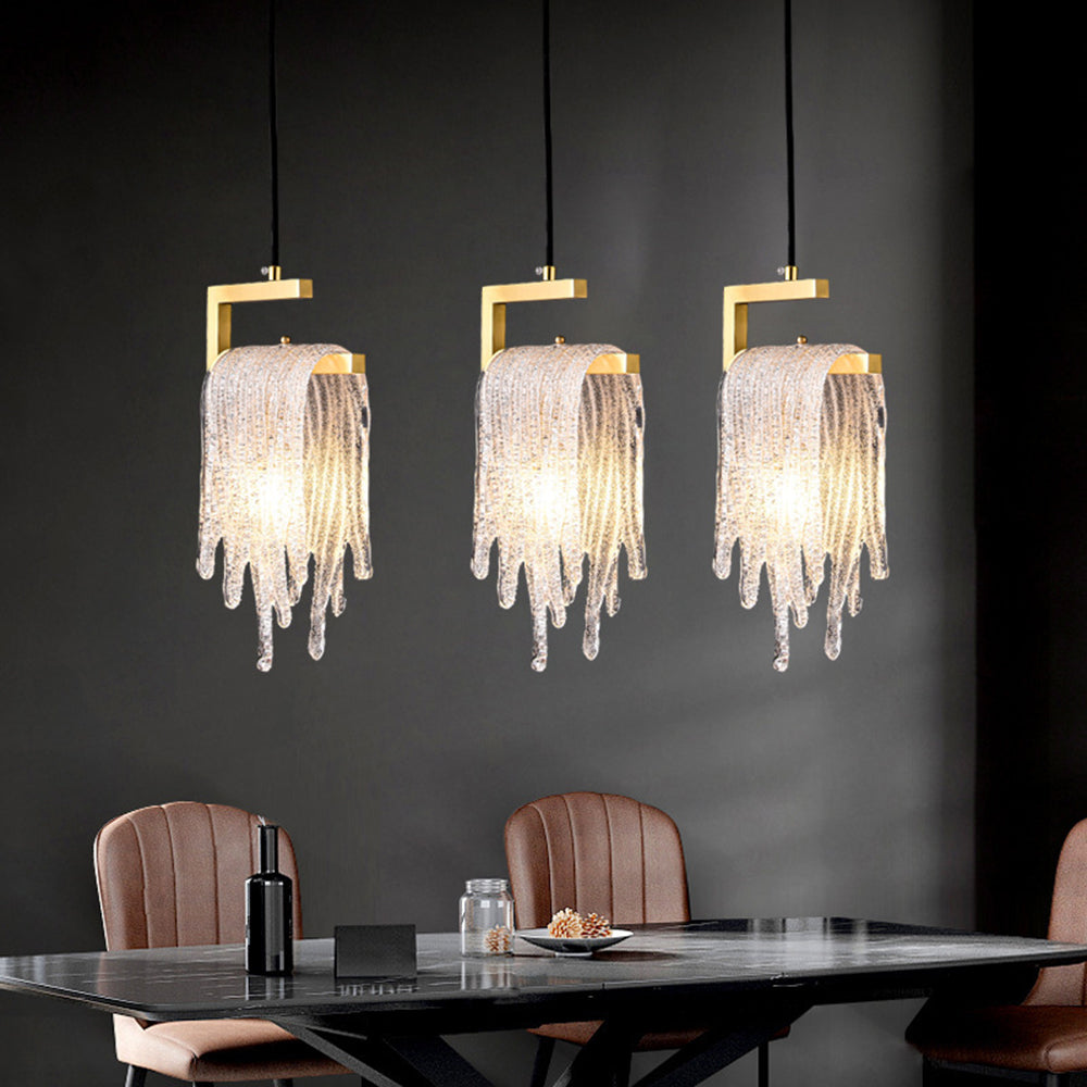 Jenilet Modern Flowing Jelly Pendant Light, Gold, Crystal/Brass