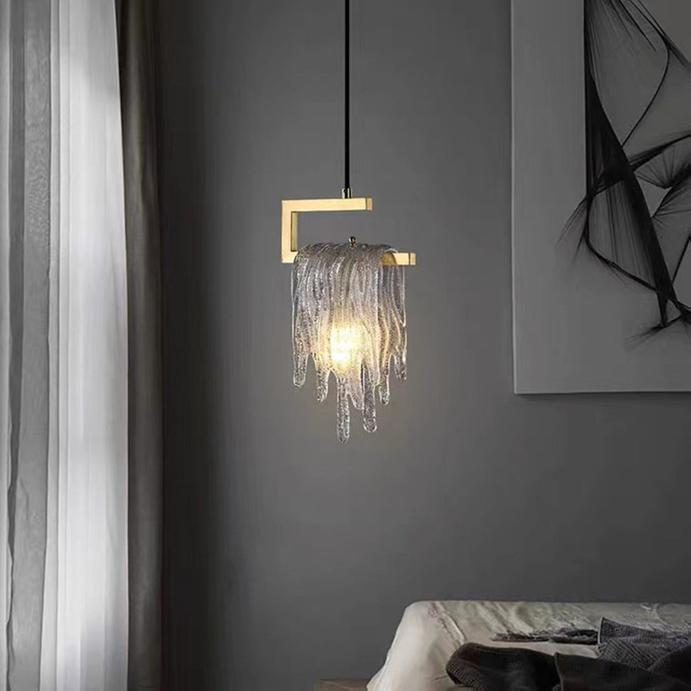 Jenilet Modern Flowing Jelly Pendant Light, Gold, Crystal/Brass