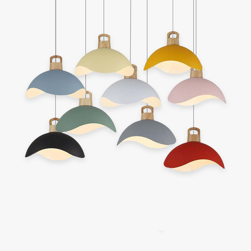 Hobokik Colorful Shade Single Pendant Lights, Wood & Metal